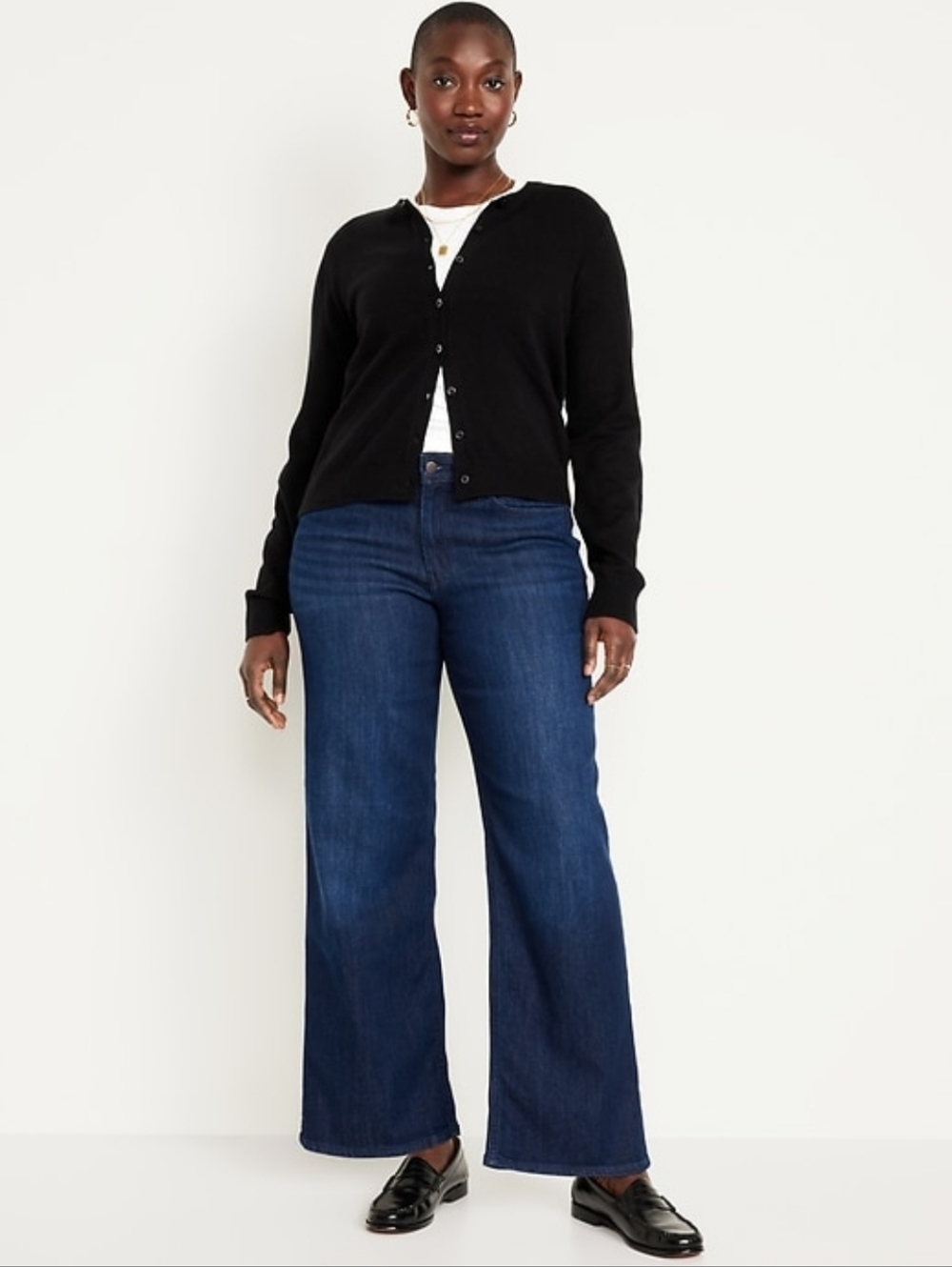 Old Navy High Rise Wow Wide Leg Dark Wash Denim Jeans 14